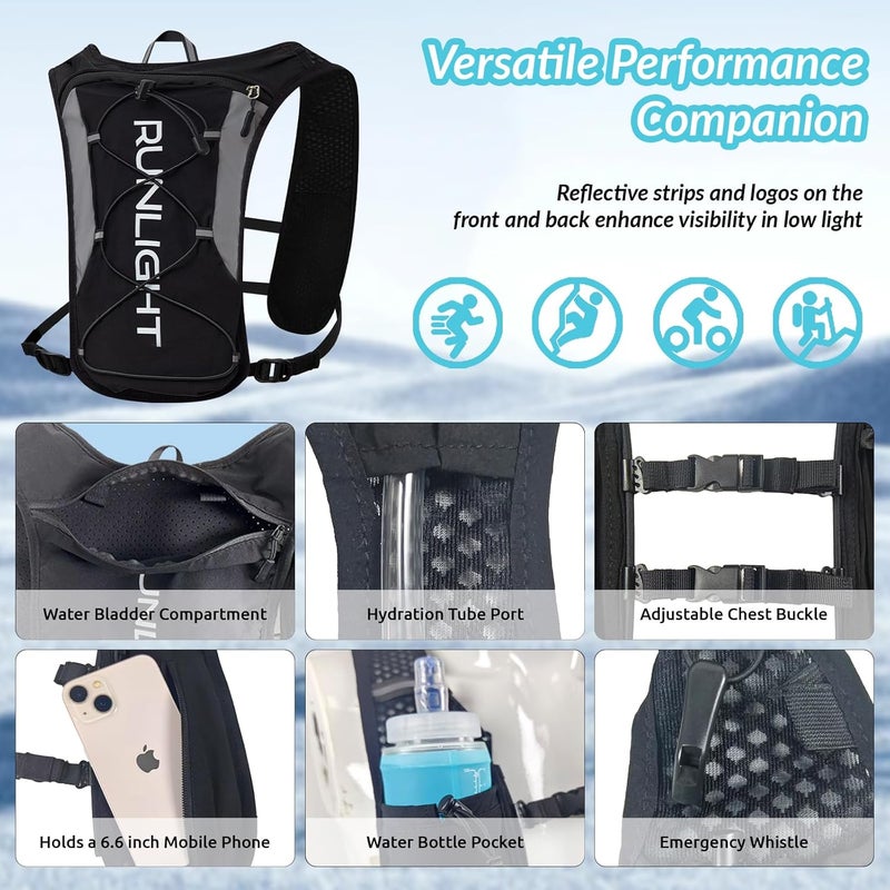 Runlight Running Vest for Women Men, Adjustable Hydration Backpack Breathable Reflective with 1.5L Water Bladder for Hiking, Trail, Running, Marathons, Cycling - Image 4